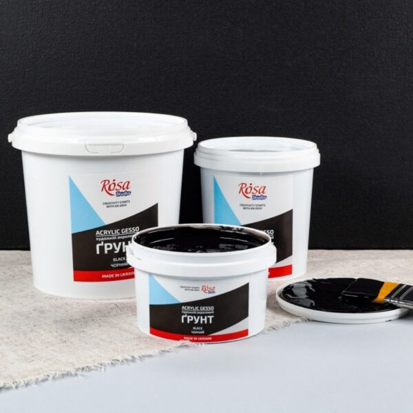 Rosa Studio Black Acrylic Gesso 1000ml – High Elasticity, Creamy Consistency, Opaque Coverage, Professional Art Primer 2 Rosa Studio Black Acrylic Gesso Multi 2