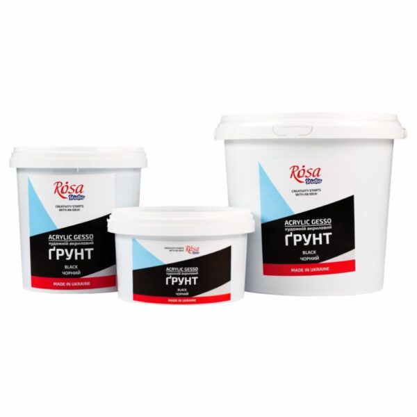 Rosa Studio Black Acrylic Gesso 1000ml – High Elasticity, Creamy Consistency, Opaque Coverage, Professional Art Primer 1 Rosa Studio Black Acrylic Gesso Multi