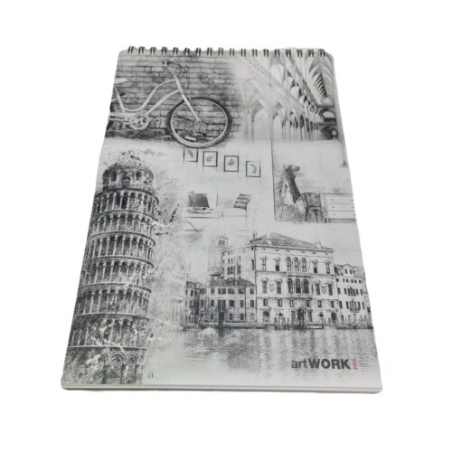 Stifflex Artist Sketch Pad Composition1 (80 Sheets, 120g/m2, 22x33cm) – Natural White, Smooth Surface, Microperforated, Premium Paper Made in Italy