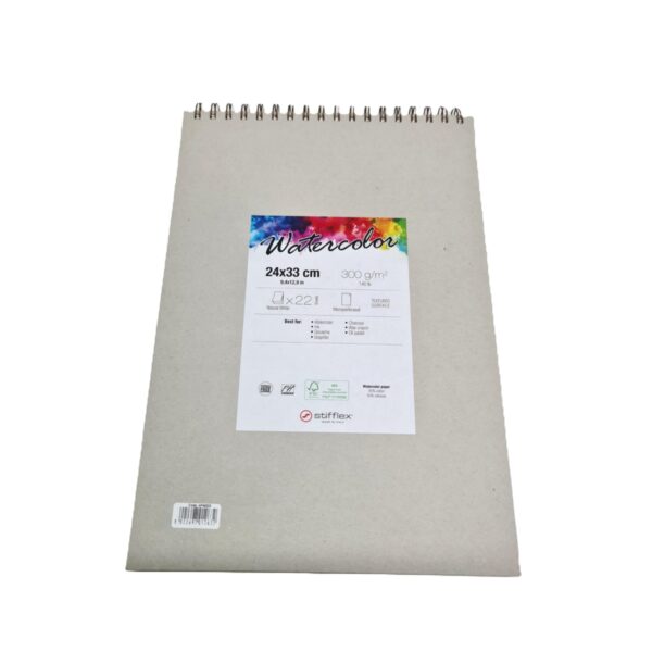 Stifflex Artist Watercolour Paint Urban Sketches Painting Paper Pad (20 Sheets, 300g/m2, 22x33cm) – Natural White, Textured Surface, Micro Perforated, Premium Paper Made in Italy