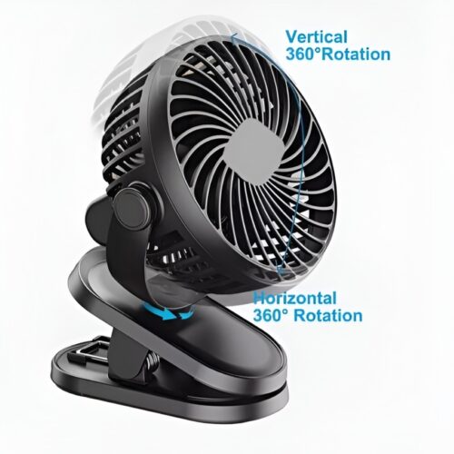HSD Portable 4" Clip/Desk Fan – USB Rechargeable, 3 Speeds, 6H Run Time