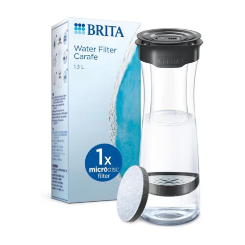 Brita Fill & Serve Carafe 1.3L (White/Graphite) – Includes MicroDisc Filter – BPA-Free, Dishwasher-Safe, Fridge-Friendly Design