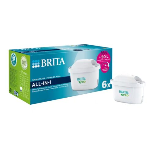 Brita Maxtra Pro All-in-1 Water Filter Cartridges (6 Pack) – Reduces Chlorine, PFAS & Limescale