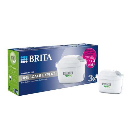Brita Maxtra Pro Limescale Expert Water Filter Cartridges (3 Pack) – 50% More Limescale Reduction, Chlorine & Metal Removal