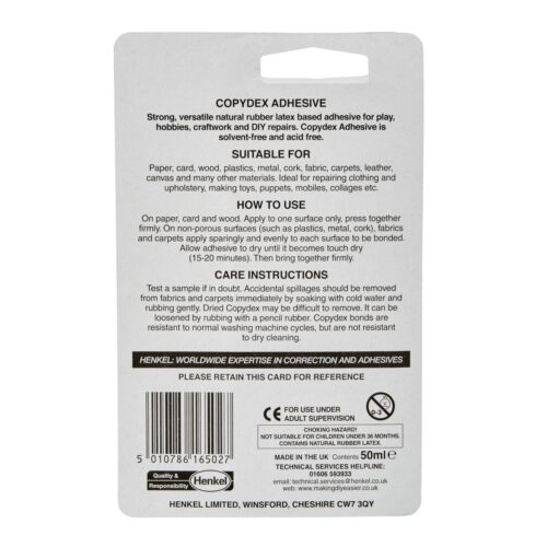 Copydex White Latex Adhesive Tube 50ml – Natural Rubber Cement, Solvent-Free & Non-Toxic 6 Copydex White Latex Adhesive Tube 50ml – Natural Rubber Cement, Solvent-Free & Non-Toxic