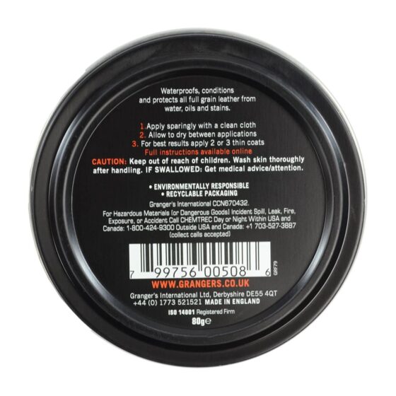 Grangers G‑Wax 80g Tin – Natural Beeswax Leather Protector & Waterproofer