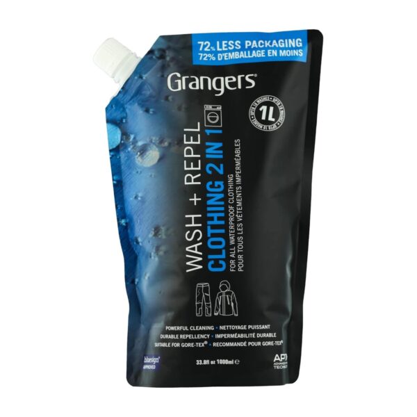 GRN-6458 Grangers Wash + Repel 2‑in‑1 1000ml – Powerful Cleaner & Durable Water Repellent for Technical Clothing