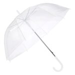 Clear Dome Bubble Umbrella (83cm) – Transparent Stick Wedding Brolly, Unisex White Handle, Full Hair & Shoulder Coverage