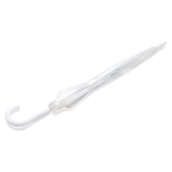 Clear Dome Bubble Umbrella (83cm) – Transparent Stick Wedding Brolly, Unisex White Handle, Full Hair & Shoulder Coverage