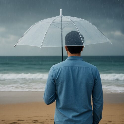 Clear Dome Bubble Umbrella (83cm) – Transparent Stick Wedding Brolly, Unisex White Handle, Full Hair & Shoulder Coverage