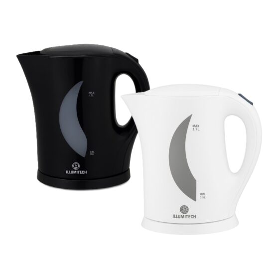 1.7L Cordless Electric Kettle (Black/White) – 2200W Rapid Boil, Auto Shut-Off & Boil-Dry Protection (UK Plug)