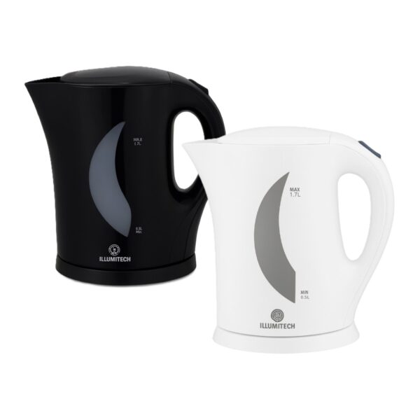 1.7L Cordless Electric Kettle (Black/White) – 2200W Rapid Boil, Auto Shut-Off & Boil-Dry Protection (UK Plug)