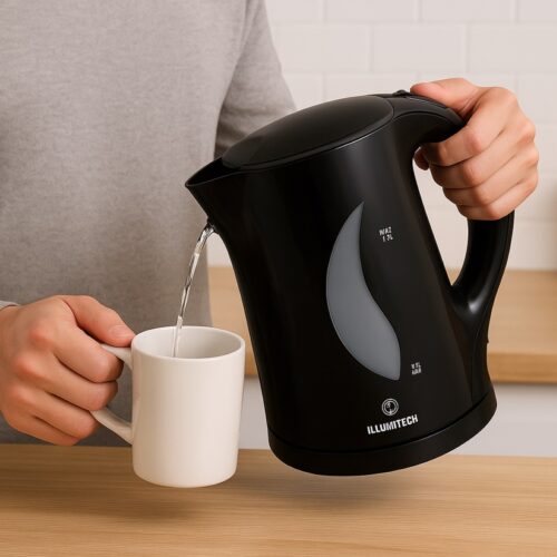 1.7L Cordless Electric Kettle (Black/White) – 2200W Rapid Boil, Auto Shut-Off & Boil-Dry Protection (UK Plug)