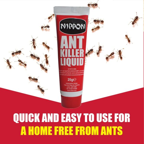 Nippon Ant Killer Liquid 25g – Indoor/Outdoor Colony Control – Use with Bait Station or Direct Drops 1 Nippon Ant Killer Liquid 25g – Indoor/Outdoor Colony Control – Use with Bait Station or Direct Drops