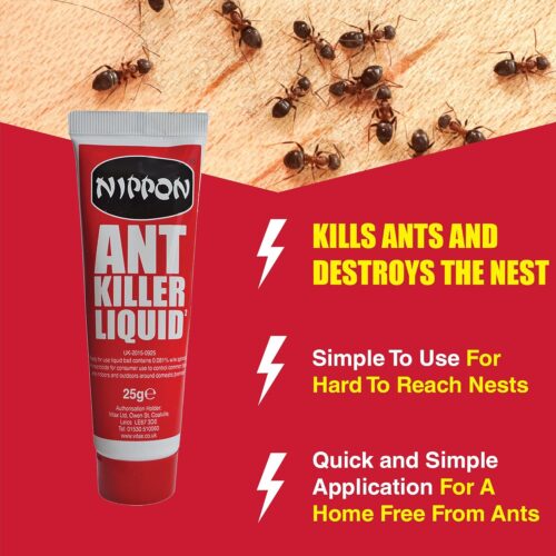 Nippon Ant Killer Liquid 25g – Indoor/Outdoor Colony Control – Use with Bait Station or Direct Drops 5 Nippon Ant Killer Liquid 25g – Indoor/Outdoor Colony Control – Use with Bait Station or Direct Drops