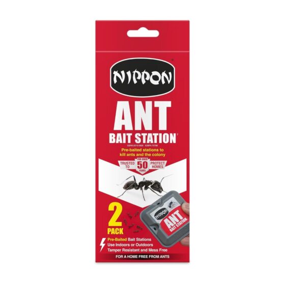 Nippon Ant Bait Station Twin Pack – Pre-Baited, Tamper-Resistant, Indoor & Outdoor Use, Kills Ants & Nests