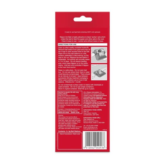 Nippon Ant Bait Station Twin Pack – Pre-Baited, Tamper-Resistant, Indoor & Outdoor Use, Kills Ants & Nests