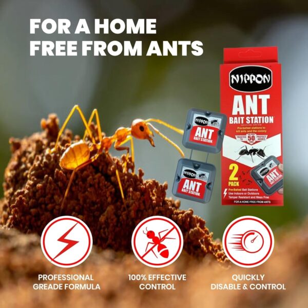 Nippon Ant Killer Kit – 2 Bait Stations + 2 × 25 g Gel Tubes – Spinosad Colony Eliminator, Indoor/Outdoor 3 Nippon Ant Bait Station Twin Pack – Pre-Baited, Tamper-Resistant, Indoor & Outdoor Use, Kills Ants & Nests