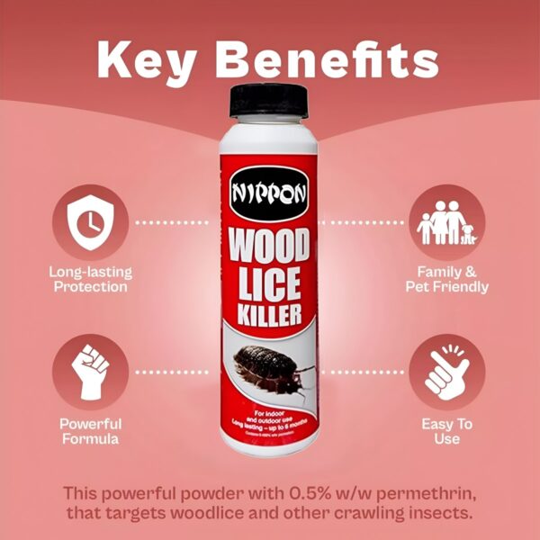Nippon Woodlice Killer Powder – 150g Fast-Acting Treatment for Woodlice, Earwigs & Crawling Insects 2 Nippon Woodlice Killer Powder – 150g Fast-Acting Treatment for Woodlice, Earwigs & Crawling Insects