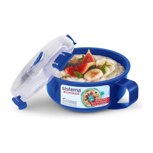 Sistema Round Breakfast Bowl (Blue, 850ml) Food Storage Container – Leak-Proof & BPA Free