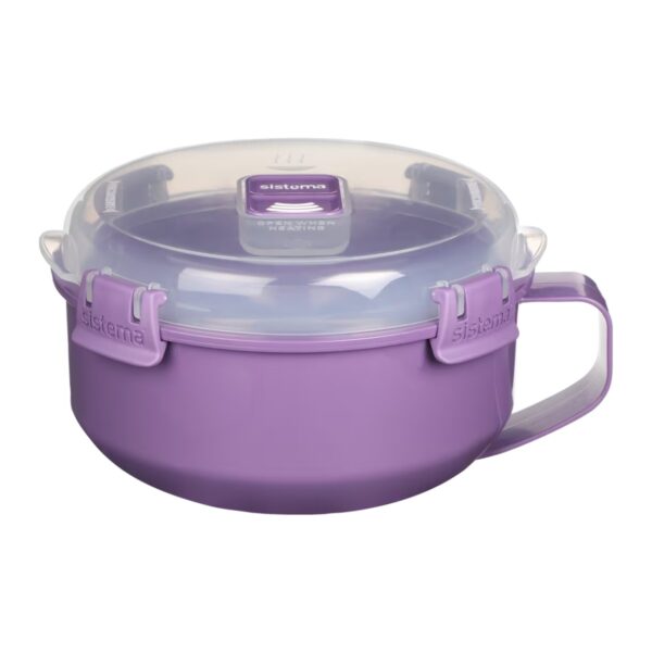 Sistema Round Breakfast Bowl (Purple, 850ml) Food Storage Container – Leak-Proof & BPA Free
