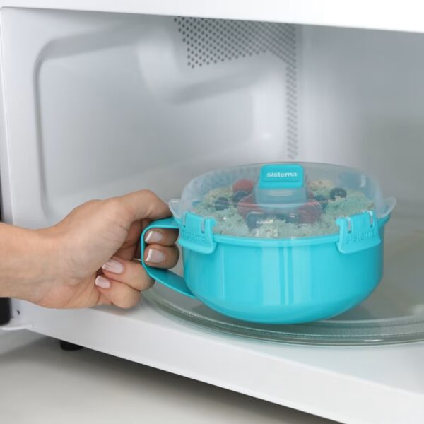 Sistema Round Breakfast Bowl (Turquoise, 850ml) Food Storage Container – Leak-Proof & BPA Free