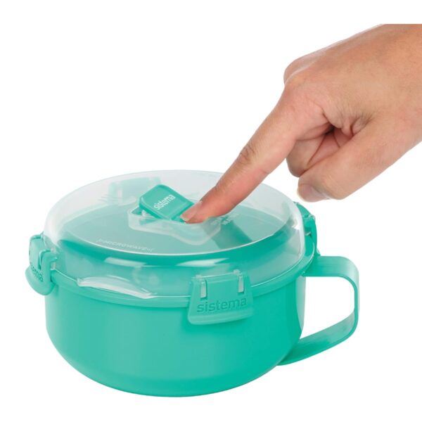 Sistema Round Breakfast Bowl (Turquoise, 850ml) Food Storage Container – Leak-Proof & BPA Free