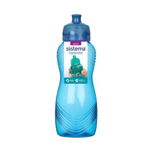 Sistema Twist 'n' Sip Squeeze Sports Water Bottle (600ml, Blue) – Leakproof, BPA-Free & Recyclable