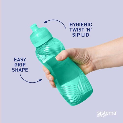 Sistema Twist 'n' Sip Squeeze Sports Water Bottle (600ml, Blue) – Leakproof, BPA-Free & Recyclable - Image 5
