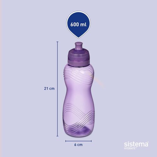 Sistema Twist 'n' Sip Squeeze Sports Water Bottle (600ml, Blue) – Leakproof, BPA-Free & Recyclable - Image 6