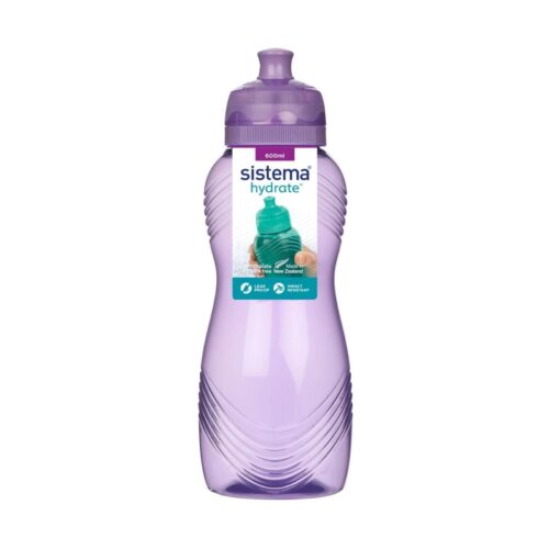 Sistema Twist 'n' Sip Squeeze Sports Water Bottle (600ml, Pruple) – Leakproof, BPA-Free & Recyclable