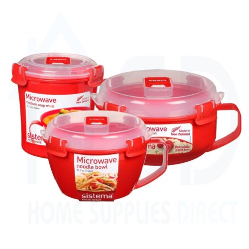Sistema Microwave Container Set (Soup Mug 656ml + Noodle Bowl 940ml + Round Bowl 850ml) – BPA-Free, Durable & Microwave-Safe