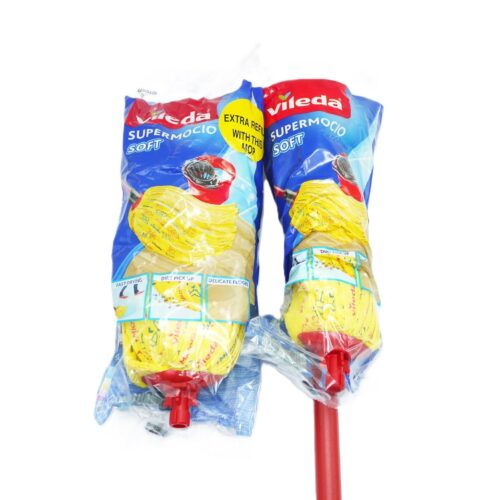 Vileda SuperMocio Soft Mop & Handle + Yellow Refill – 30% Microfibre Lemon Head, Easy-Click, Safe for Delicate Floors 8 Vileda SuperMocio Soft Mop & Handle + Yellow Refill – 30% Microfibre Lemon Head, Easy-Click, Safe for Delicate Floors