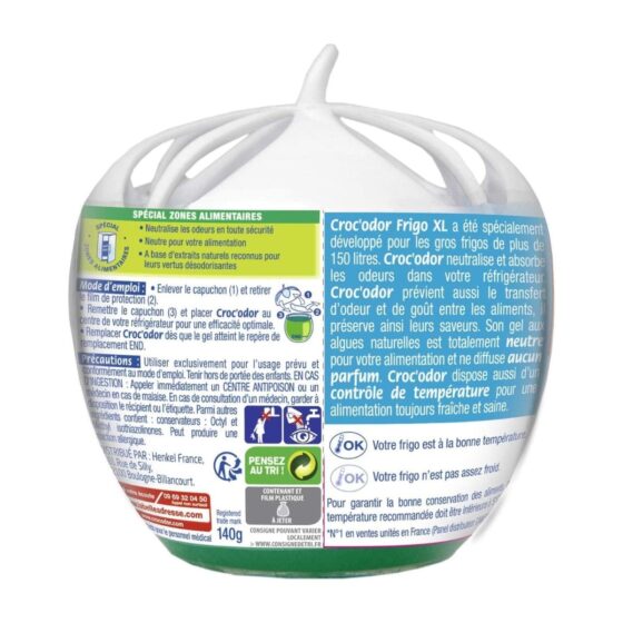 Croc Odor Fridge Deodoriser XL 140g – Natural Seaweed Gel Neutraliser & Odour Absorber with Temperature Indicator
