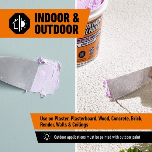 Gorilla Smooth Finish Wall Filler 473ml – Purple to White, Repairs Walls & Ceilings, Ready-Mixed, No Crack