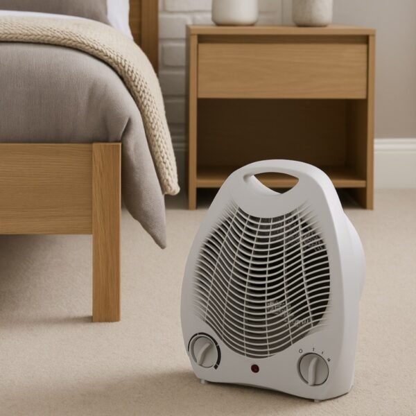 HSD 2000 W Cordless Thermo Fan Heater – White, UK Plug, 3-Mode Heat with LED Indicator, Thermal Cut-Out & Tip-Over Safety, Carry Handle 1 HSD FAN HET 2