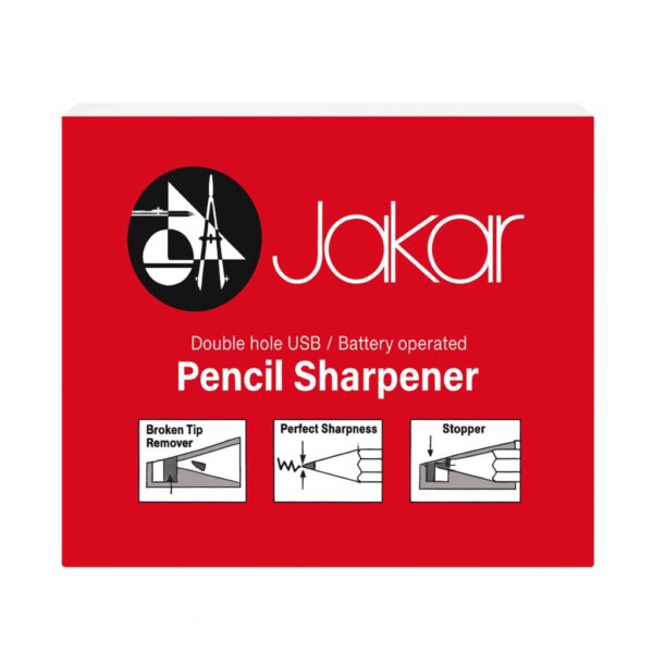 Jakar Electric Double Hole Pencil Sharpener – USB/Battery Operated, Blue, Carbon Steel Blades, Broken Tip Remover, 6–8mm & 9–12mm Pencils (5166)