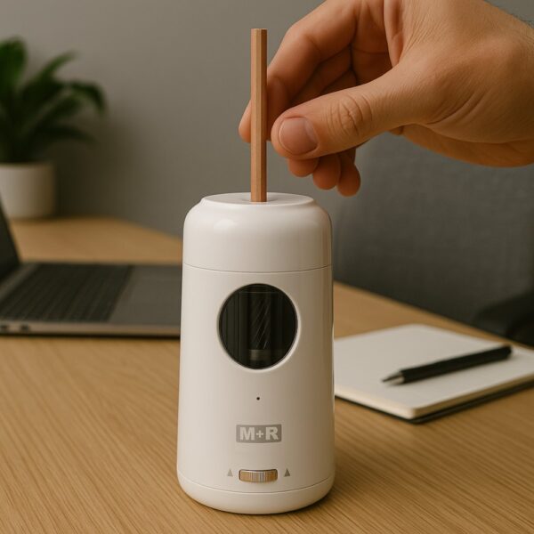 Möbius and Ruppert (M+R) Heavy Duty Electric Pencil Sharpener – 7–11.5mm Pencils, Helical Blade, Auto Feed & Discharge, Tip Adjustment, USB-C Rechargeable