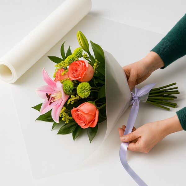Oasis 35 Micron White Opaque Frosted BOPP Cellophane (Roll & Folded) – 80cm Wide, Recyclable Floral Film 2 Oasis 35 Micron White Opaque Frosted BOPP Cellophane (Roll & Folded) – 80cm Wide, Recyclable Floral Film