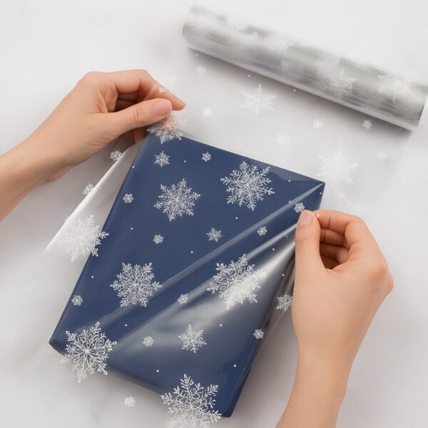 Oasis White Snowflake Cellophane Wrap (Roll & Folded) – 80cm Wide, Folded, Recyclable Floral Film 2 Oasis White Snowflake Cellophane Wrap (Roll & Folded) – 80cm Wide, Folded, Recyclable Floral Film