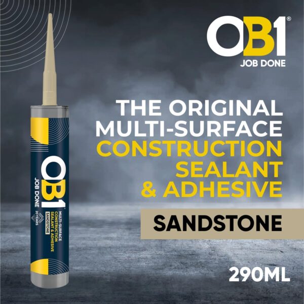 OB1 Sandstone Multi-Surface Construction Sealant & Adhesive 290ml Tube – Waterproof, Weatherproof Silicone 1 OB1 Sandstone Multi-Surface Construction Sealant & Adhesive 290ml Tube – Waterproof, Weatherproof Silicone