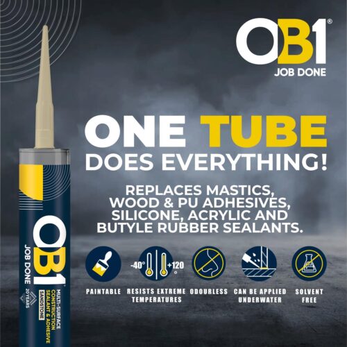OB1 Sandstone Multi-Surface Construction Sealant & Adhesive 290ml Tube – Waterproof, Weatherproof Silicone 11 OB1 Sandstone Multi-Surface Construction Sealant & Adhesive 290ml Tube – Waterproof, Weatherproof Silicone