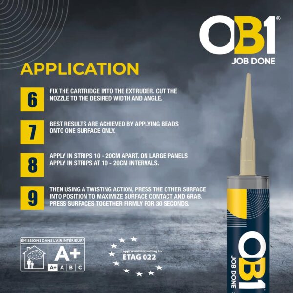 OB1 Sandstone Multi-Surface Construction Sealant & Adhesive 290ml Tube – Waterproof, Weatherproof Silicone 4 OB1 Sandstone Multi-Surface Construction Sealant & Adhesive 290ml Tube – Waterproof, Weatherproof Silicone