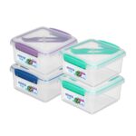 Sistema Lunch Plus TO GO 1.2L with Cutlery – Clear Container with Turquoise Knife & Fork, Leak-Proof Seal, BPA-Free