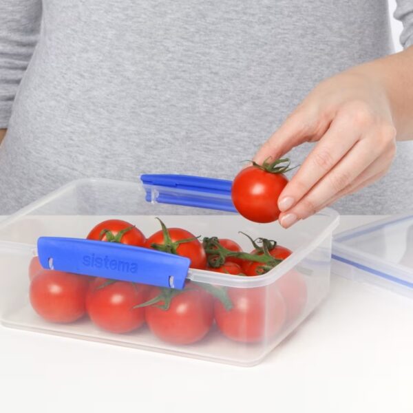 Sistema KLIP IT 2L (67.6 oz) Rectangular Clear Storage Containers – 6-Pack, Blue Clips & Rubber Seal, Leak-Proof, BPA-Free, Microwave Safe 3 Sistema KLIP IT 2L (67.6 oz) Rectangular Clear Storage Containers – Blue Clips & Rubber Seal, Leak-Proof, BPA-Free, Microwave Safe