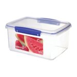 Sistema KLIP IT 3L (101 oz) Rectangular Clear Storage Containers – Blue Clips & Rubber Seal, Leak-Proof, BPA-Free, Microwave Safe
