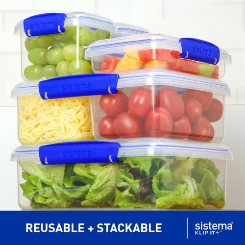 Sistema KLIP IT 3L (101 oz) Rectangular Clear Storage Containers – Blue Clips & Rubber Seal, Leak-Proof, BPA-Free, Microwave Safe 14 Sistema KLIP IT 3L (101 oz) Rectangular Clear Storage Containers – Blue Clips & Rubber Seal, Leak-Proof, BPA-Free, Microwave Safe