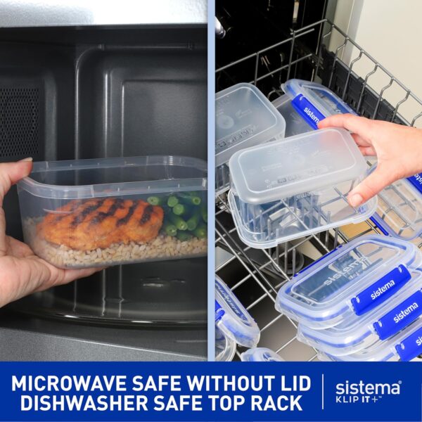 Sistema KLIP IT 3L (101 oz) Rectangular Clear Storage Containers – Blue Clips & Rubber Seal, Leak-Proof, BPA-Free, Microwave Safe