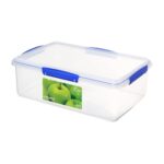 Sistema KLIP IT 7L (236 oz) Rectangular Clear Storage Containers – Blue Clips & Rubber Seal, Leak-Proof, BPA-Free, Microwave Safe