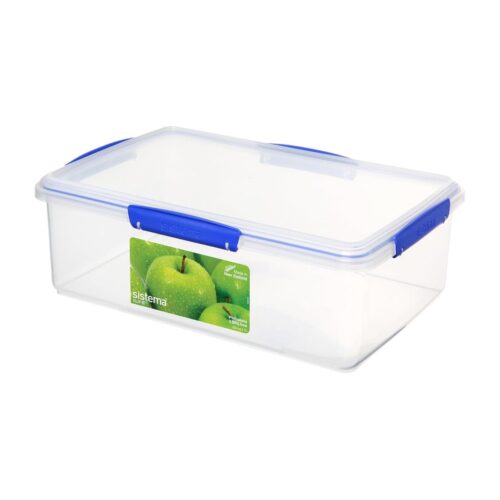 Sistema KLIP IT 7L (236 oz) Rectangular Clear Storage Containers – Blue Clips & Rubber Seal, Leak-Proof, BPA-Free, Microwave Safe